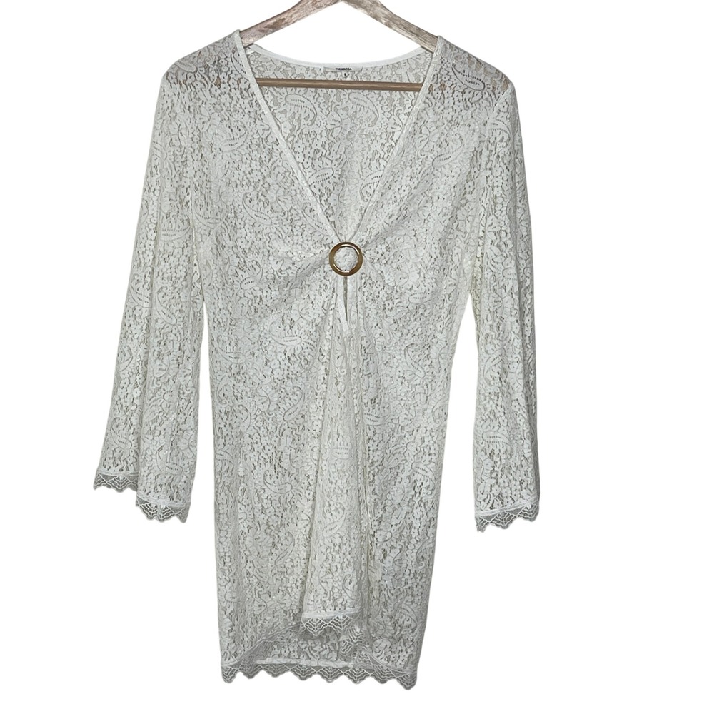 Tularosa Paisley Lace O-Ring V-Neck Long Sleeve Tunic Cover‎ Up Womens Small
